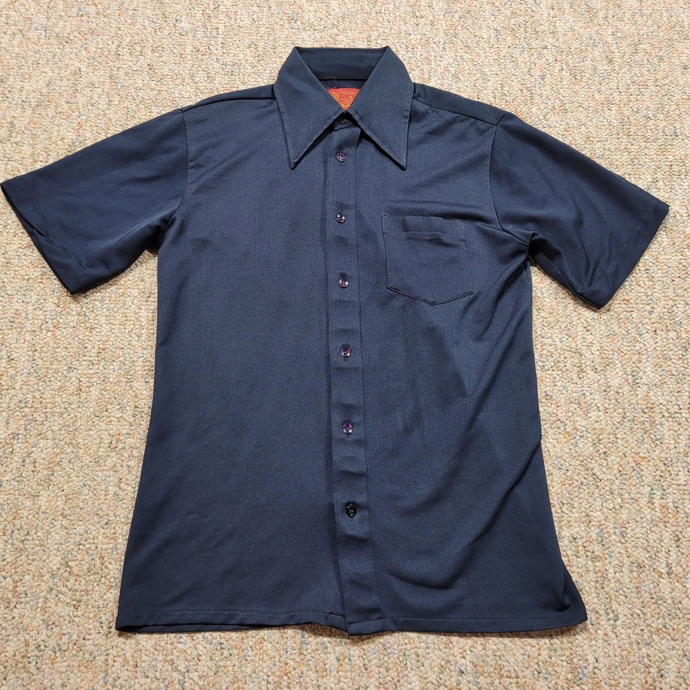 Kings Road Sears Shirt Mens Medium Blue Vintage 70s Dagger Collar Disco Funk